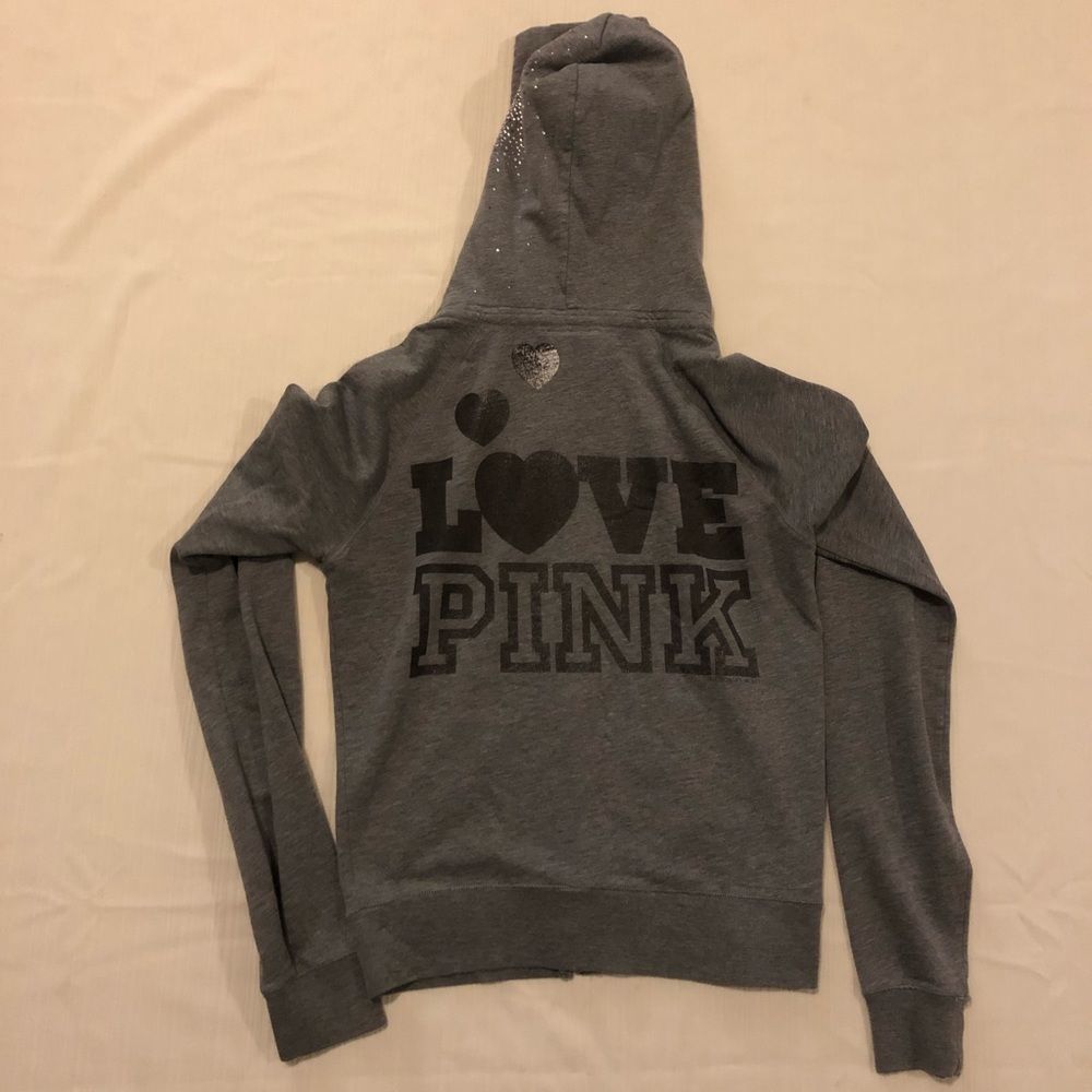 PINK Victoria's Secret Charcoal Hoodie with Rhinestones